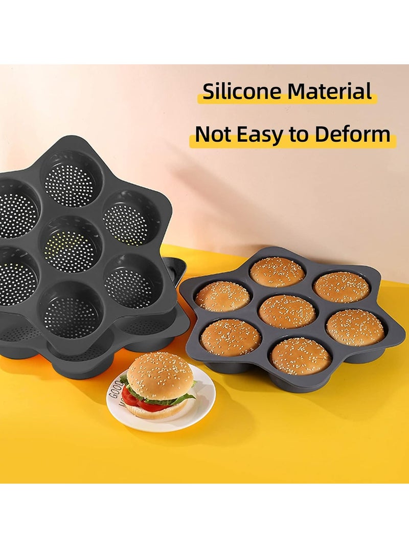 Silicone Non Stick Hamburger Bun Mold 7 Cavity Loaf Pan Baking Pan For Baking Tool - Image 4